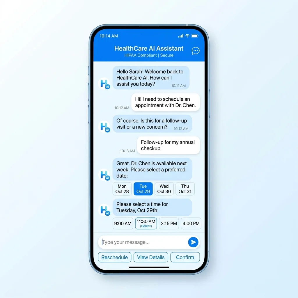 HIPAA-compliant AI chatbot for healthcare patient scheduling and support