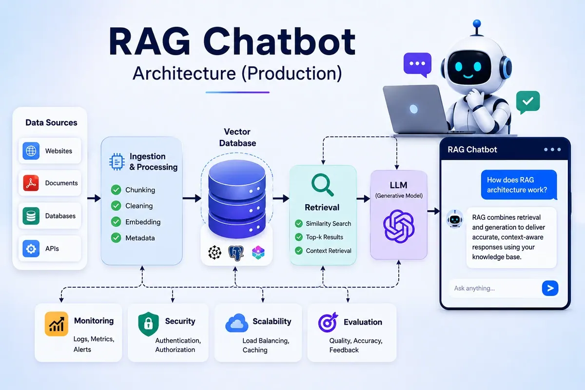 Production RAG Chatbot Architecture and Hybrid Retrieval Flow